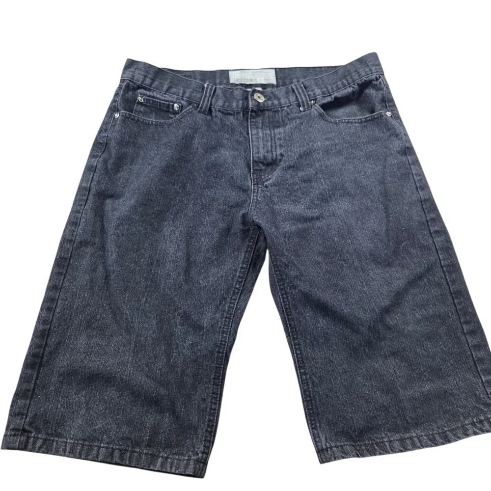 Ecko Unltd Denim Shorts Mens 34 Black Relaxed Retro Jean Jorts